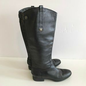 SAM EDELMAN Penny Black Tall Leather Riding Boots WOMEN Size 9.5 Equestrian